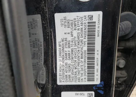 2024 Honda Civic Ex z USA, uszkodzony, nr VIN 2HGFE1F70RH320290